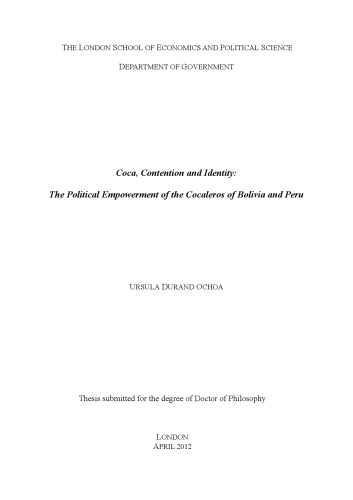Coca (Erythroxylum coca), Contention and Identity: The Political Empowerment of the Cocaleros of Bolivia and Peru