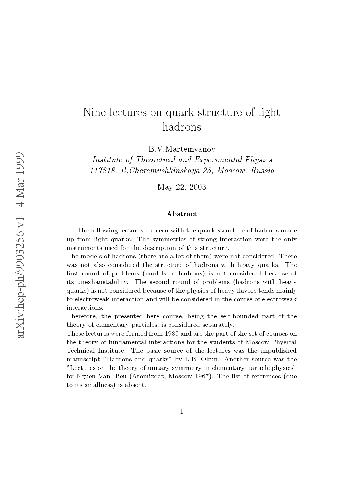 Nine lectures on quark structure of light hadrons
