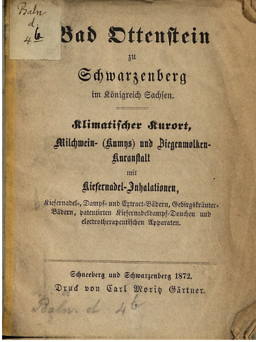 Bad Ottenstein zu Schwarzenberg im Königreich Sachsen