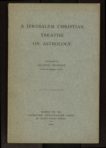A Jerusalem Christian Treatise on Astrology.
