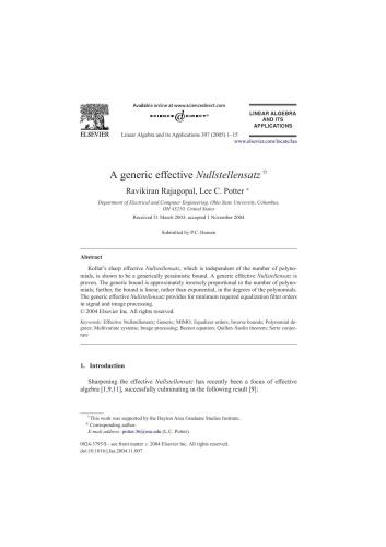 Linear Algebra and its Applications. Volume 397