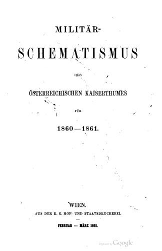 Militär-Schematismus des österreichischen Kaisertums für 1860-1861