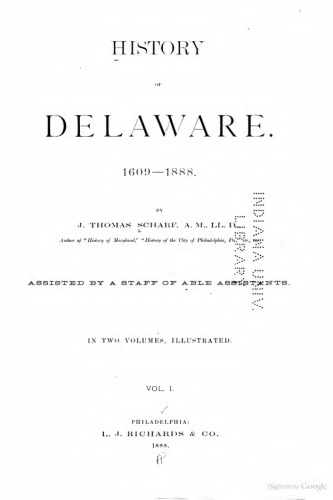 History of Delaware 1609-1888