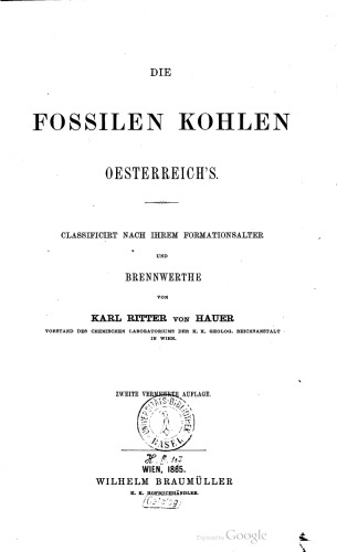 Die fossilen Kohlen Österreichs