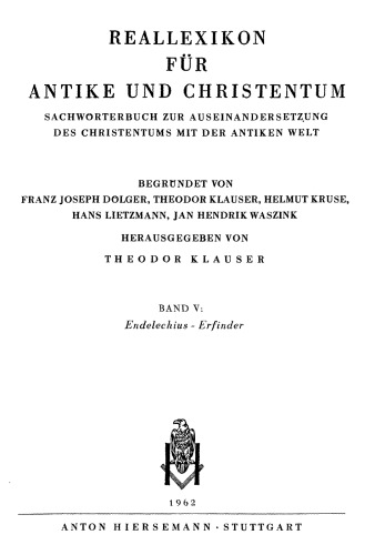Reallexikon für Antike und Christentum 05 : Endelechius – Erfinder