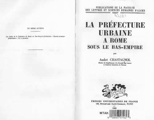 La Prefecture urbaine a Rome sous le Bas-Empire