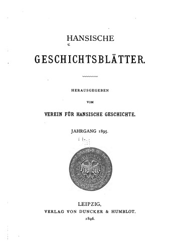 Hansische Geschichtsblätter (Jahrgang 1895)