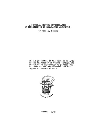 A personal history investigation of the etiology in rheumatoid arthritis