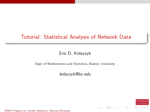 Tutorial: Statistical Analysis of Network Data