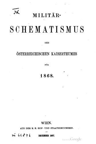 Militär-Schematismus des österreichischen Kaisertums für 1868