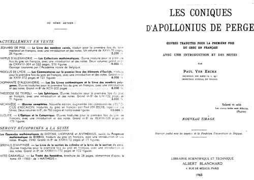 Les Coniques d'Apollonius de Perge