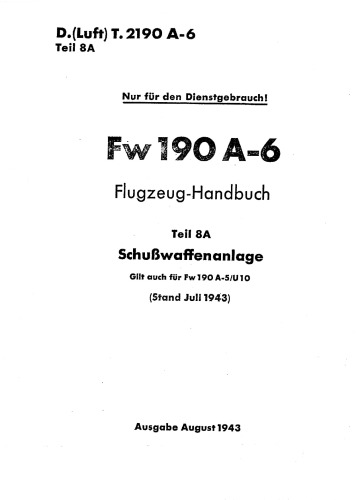 Aircraft Manual - Fw 190 Part 8A [A-5, A-6] Schubwaffenanlage