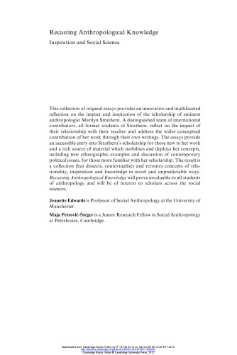 Recasting anthropological knowledge Inspiration and Social Science