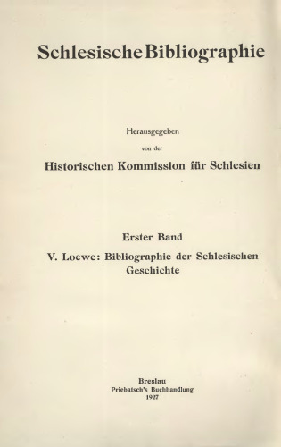 Bibliographie der schlesischen Geschichte