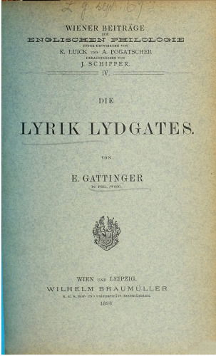 Die Lyrik Lydgates