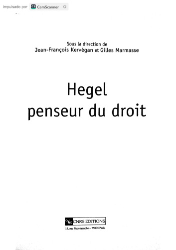 Hegel. Peseur du droit