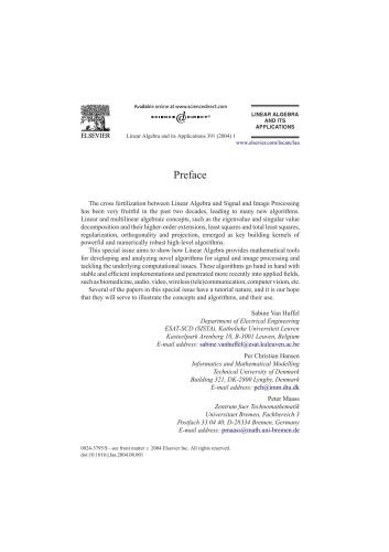Linear Algebra and its Applications. Volume 391