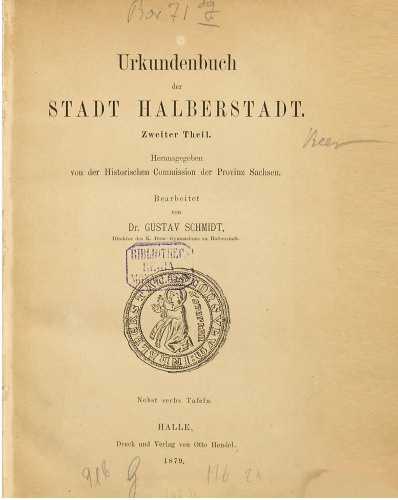 Urkundenbuch der Stadt Halberstadt