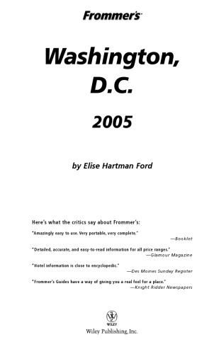 Frommer's Washington, D.C. 2005. Series, Book 61