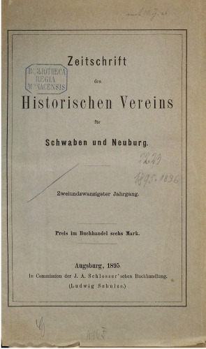 Zeitschrift des Historischen Vereins für Schwaben und Neuburg