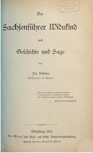 Der Sachsenführer Widukind nach Geschichte und Sage