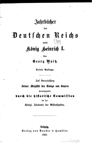 Jahrbücher des Deutschen Reichs unter König Heinrich I.