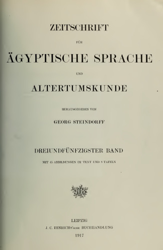 Zeitschrift für Ägyptische Sprache und Altertumskunde