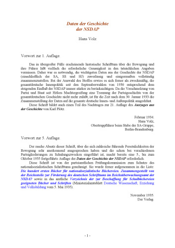 Volz, Hans - Daten der Geschichte der NSDAP (1935, 56 S., Text)