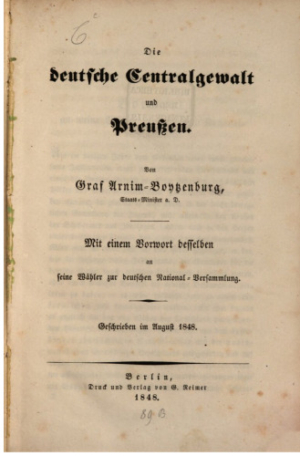 Die deutsche Zentralgewalt und Preußen