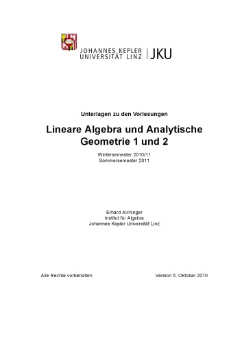 Lineare Algebra und Analytische Geometrie 1 und 2 [Lecture notes]