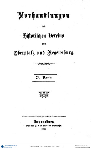 Verhandlungen des Historischen Vereins für Oberpfalz und Regensburg