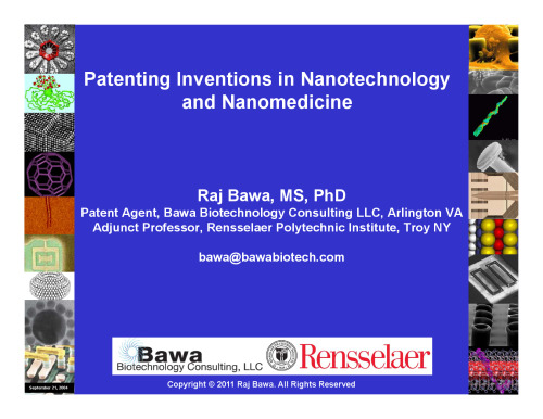Patenting inventions in nanotechnology and nanomedicine