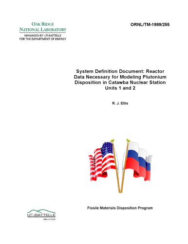 Reactor Data - Modeling Pu Disposition in Catawba Nuclear Stn [units 1,2]