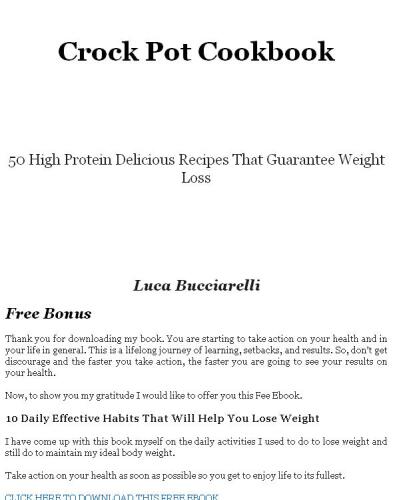 Crock Pot Cookbook: 50 High Protein Delicious Recipes