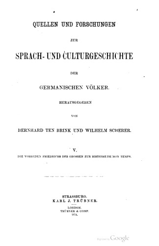 Die Vorreden Friedrichs des Großen zur Histoire de mon temps