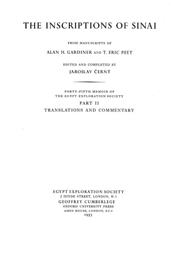 The Inscriptions of Sinai,