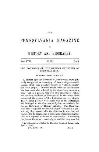The Founding of the German Churches of Pennsylvania