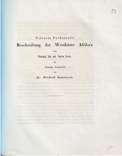 Valentin Ferdinand's Beschreibung der Westküste Afrika's vom Senegal bis zur Serra Leoa im Auszuge dargestell