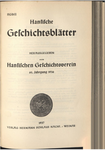 Hansische Geschichtsblätter (Jahrgang 1936)