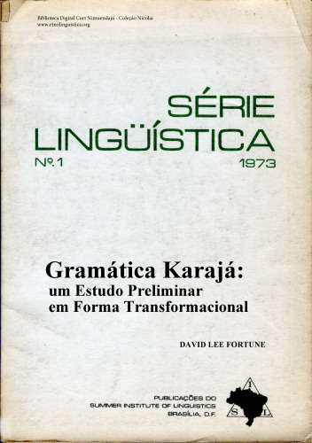 Gramática Karajá: um Estudo Preliminar em Forma Transformacional