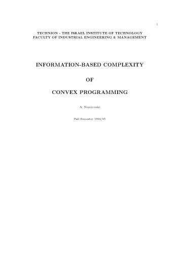 Information-based complexity of convex programming