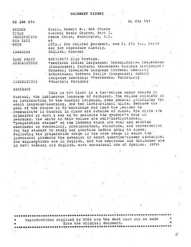 Guarani Basic Course. Part I