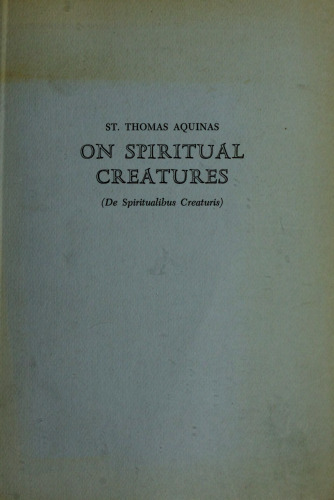 On Spiritual Creatures