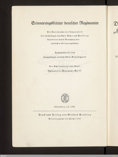 Das Kgl. Preuß. Infanterie-Regiment "Herzog Ferdinand von Braunschweig" (8. Westfälisches Nr. 57) im Weltkrieg 1914 - 1918
