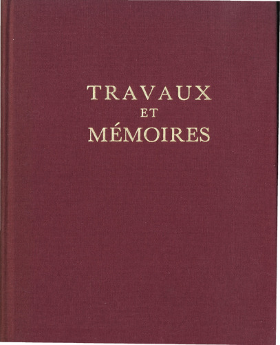 Travaux et mémoires