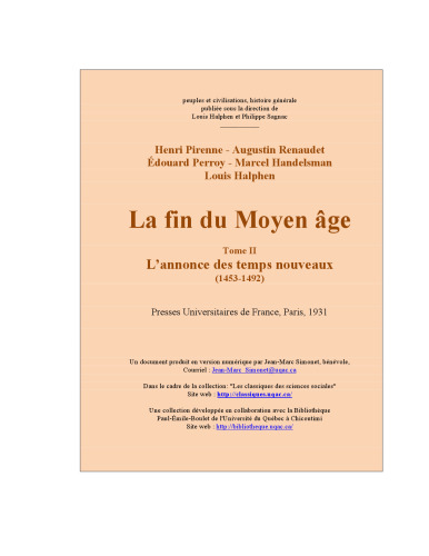 La Fin du Moyen Age T2 1453-1492