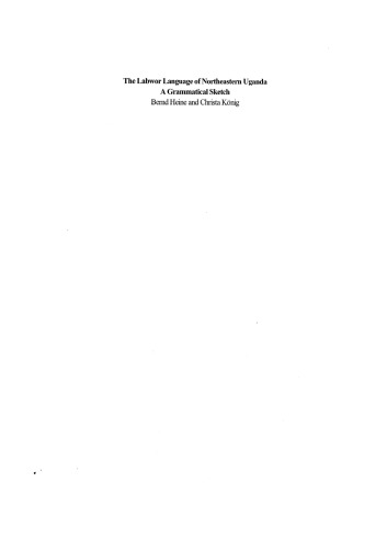 The Labwor language of Northeastern Uganda : a grammatical sketch