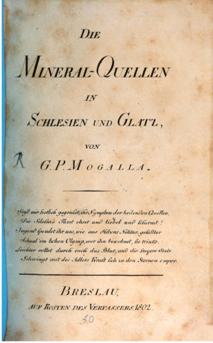 Die Mineral-Quellen in Schlesien und Glatz