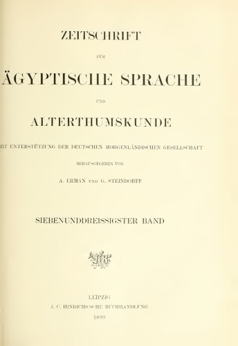 Zeitschrift für Ägyptische Sprache und Altertumskunde