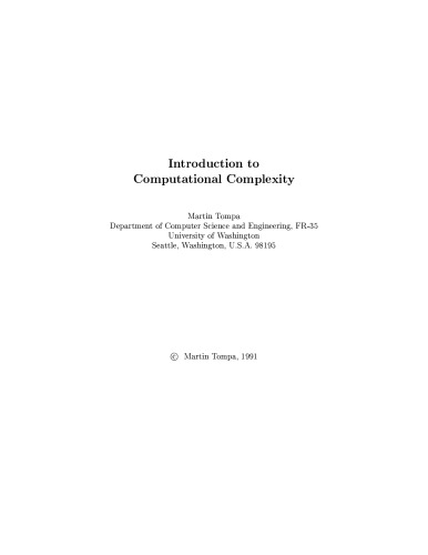 Introduction to Computational Complexity